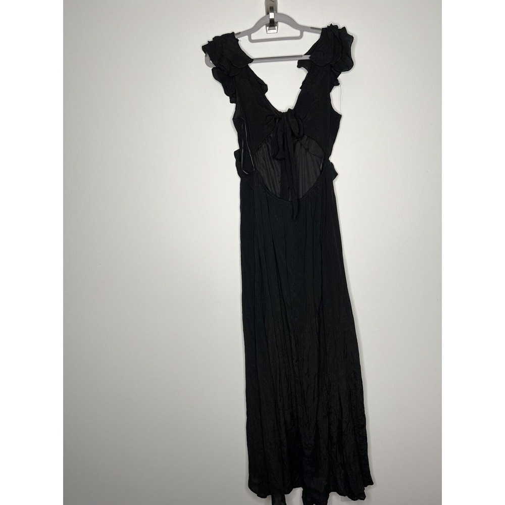 Francescas Blue Rain Maxi Dress Womens Small Black Ruffle Flowy Fairy Whimsigoth - Picture 11 of 16